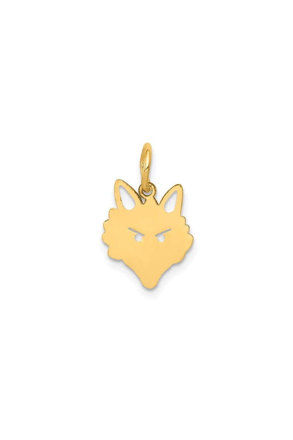 14k Yellow Gold Wolf Head Pendant with Cutout Eyes for Men and Women, Jewelry Stores Network