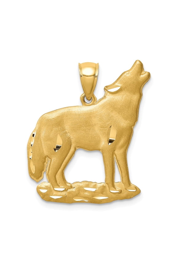 14k Yellow Gold Wolf Pendant