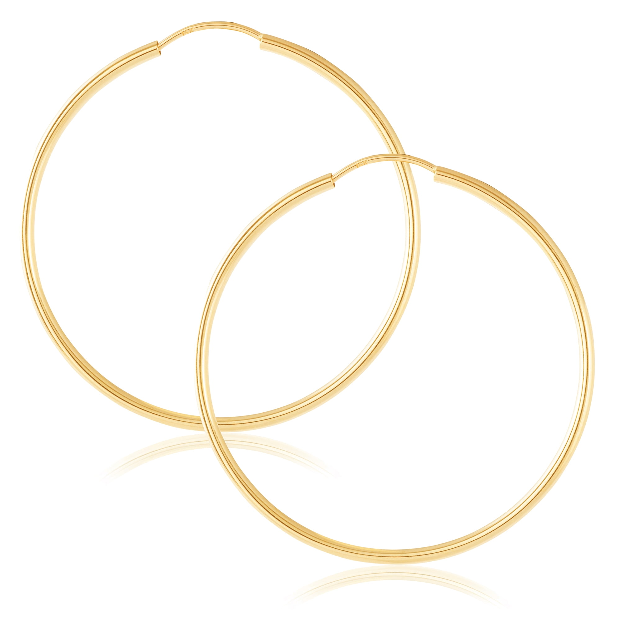 14K Gold Hoop Earrings 1.5mm Thick, Sizes 25-45mm 45mm / 14K Yellow Gold