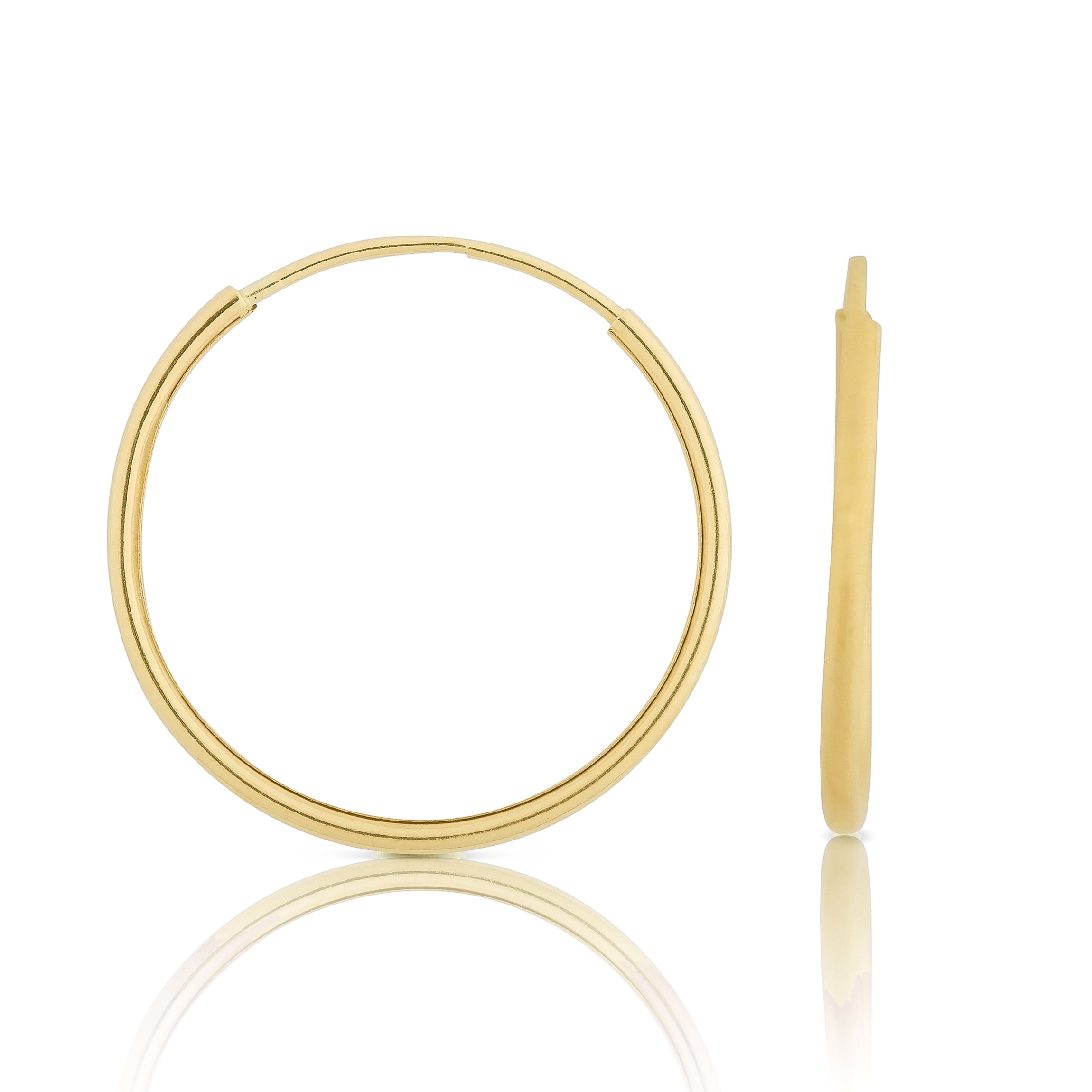 14k Yellow Gold Women's Endless Tube Hoop Earrings 1.5mm Thick x 45mm Diameter