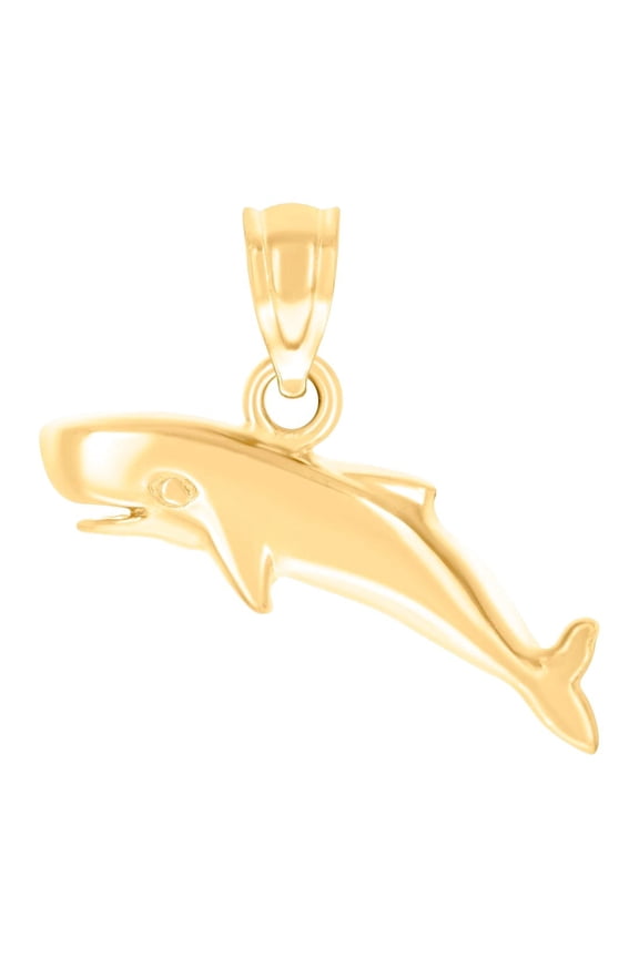 14k Yellow Gold Womens Baluga Whale Animal Sealife Fish Ocean Charm Pendant Necklace 11.8x18.8mm Wide Pendant for Women