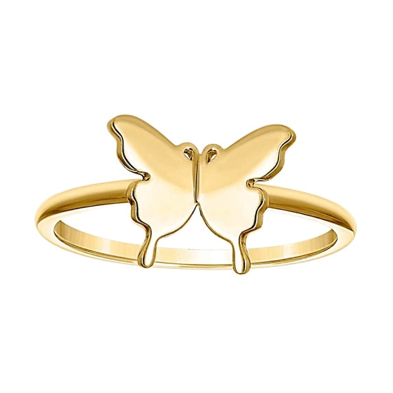 14k Yellow Gold Womens Butterfly Angel Wings Ring 8.7x1.2mm Wide Ring for Women - 1.5 Grams