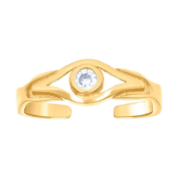 14k Yellow Gold Womens Cubic Zirconia Evil Eye Good Luck toe ring 5x2.4mm Wide toe ring for Women
