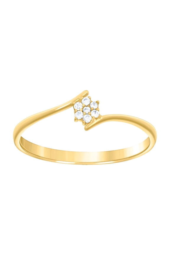 14k Yellow Gold Womens Cubic Zirconia Flower Fashion Ring 5x5mm Wide Ring for Women