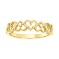 thumbnail image 1 of 14k Yellow Gold Womens Cubic Zirconia Multi Love Hearts Ring 4.6x1.6mm Wide Statement Ring for Women, 1 of 2
