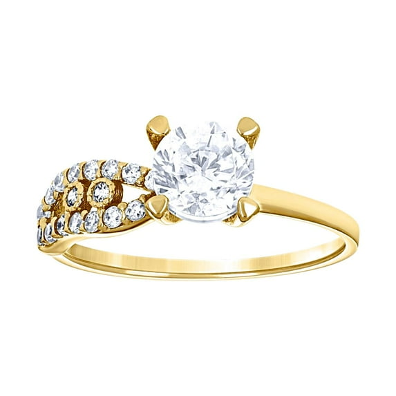 14k Yellow Gold Womens Cubic Zirconia Polished Finish Engagement Ring 6mm Long Engagement Ring for Women