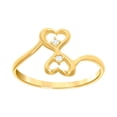 thumbnail image 1 of 14k Yellow Gold Womens Cubic Zirconia Twin Love Hearts Ring 11.3x11.3mm Wide Statement Ring for Women, 1 of 2