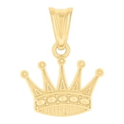 14k Yellow Gold Womens Crown Fashion Charm Pendant
