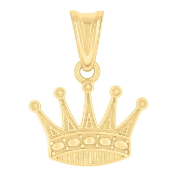 14k Yellow Gold Womens Crown Fashion Charm Pendant