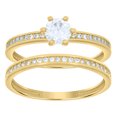 thumbnail image 1 of 14k Yellow Gold Womens Cubic-Zirconia Duo Bridal Ring Set, 1 of 2