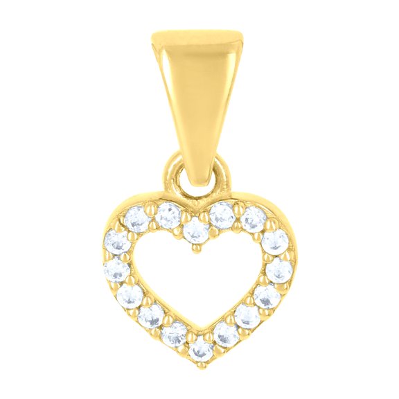 14k Yellow Gold Womens Cubic-Zirconia Heart Charm Pendant