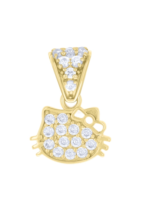 14k Yellow Gold Womens Cubic-Zirconia Hello Kitty Fashion Charm Pendant