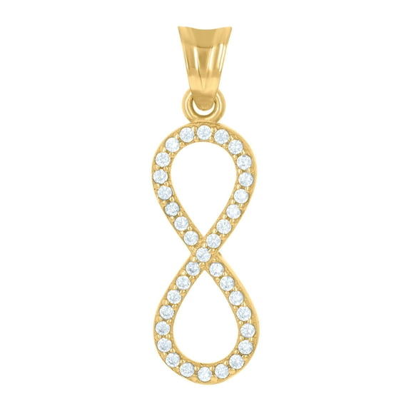 14k Yellow Gold Womens Cubic-Zirconia Infinity Charm Pendant