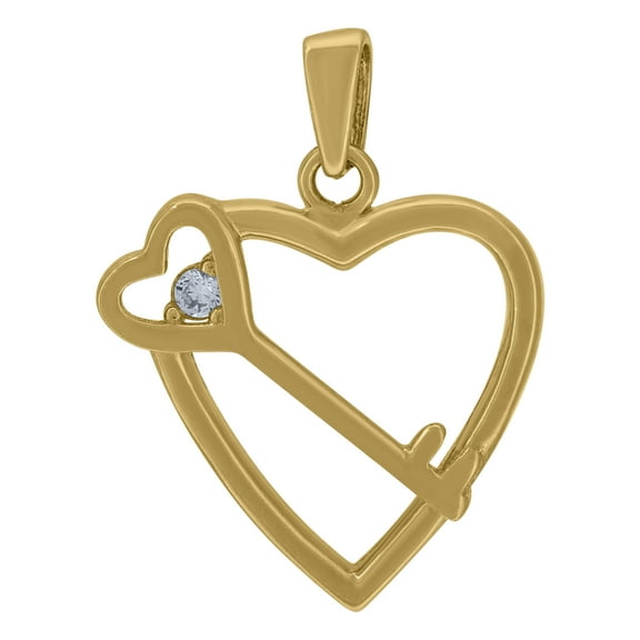 14k Yellow Gold Womens Cubic Zirconia Key To My Heart Charm Pendant
