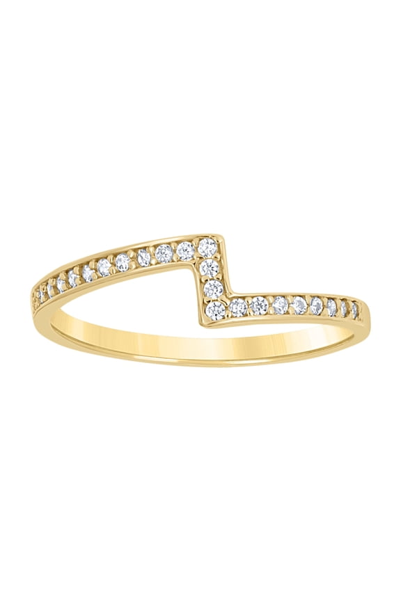 14k Yellow Gold Womens Cubic-Zirconia Lightning Bolt Fashion Ring Size 7