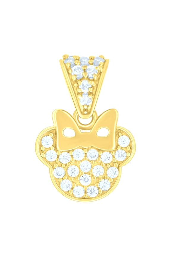 14k 14kt Yellow Gold Womens Cubic-Zirconia Mickey Fashion Charm Pendant
