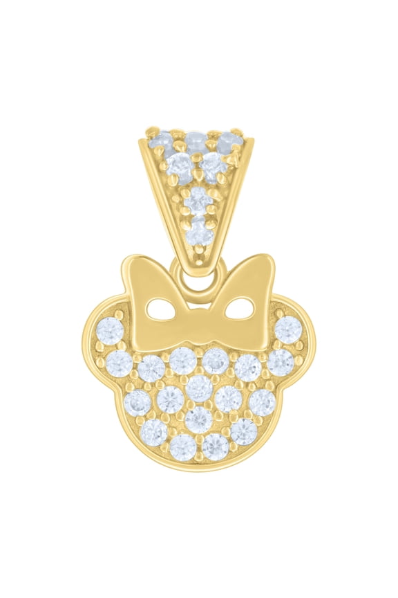 14k Yellow Gold Womens Cubic-Zirconia Mickey Fashion Charm Pendant