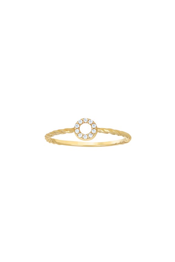 14k Yellow Gold Womens Cubic-Zirconia Open Circle Rope Fashion Ring Size 7