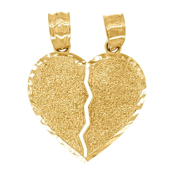 14k Yellow Gold Womens Dc Broken Love Heart Height 22mm Pendant Necklace Charm Pendant for Women