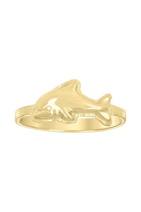 14k Yellow Gold Womens Dolphin Ocean Ring