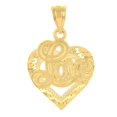 thumbnail image 1 of 14k Yellow Gold Womens I Love You Heart Ht:23.5mm Pendant Charm for Women, 1 of 2