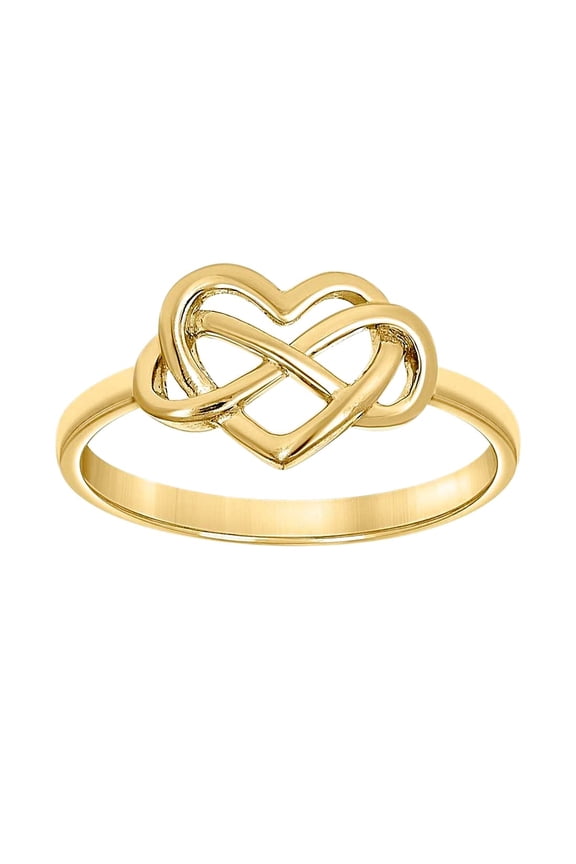 14k Yellow Gold Womens Infinity Love Heart Ring 8.4x1.7mm Wide Statement Ring for Women - 1.7 Grams