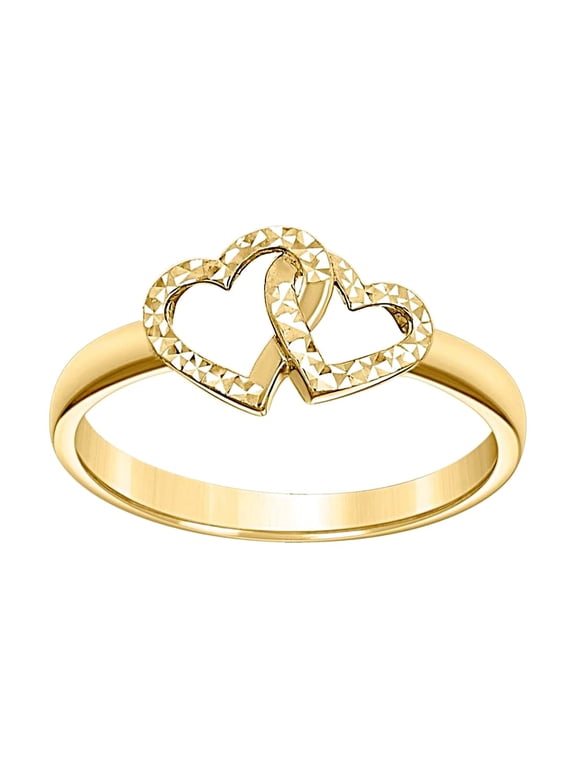 14k Yellow Gold Womens Interlock Love Hearts Ring 7.9x2mm Wide Statement Ring for Women - 1.4 Grams