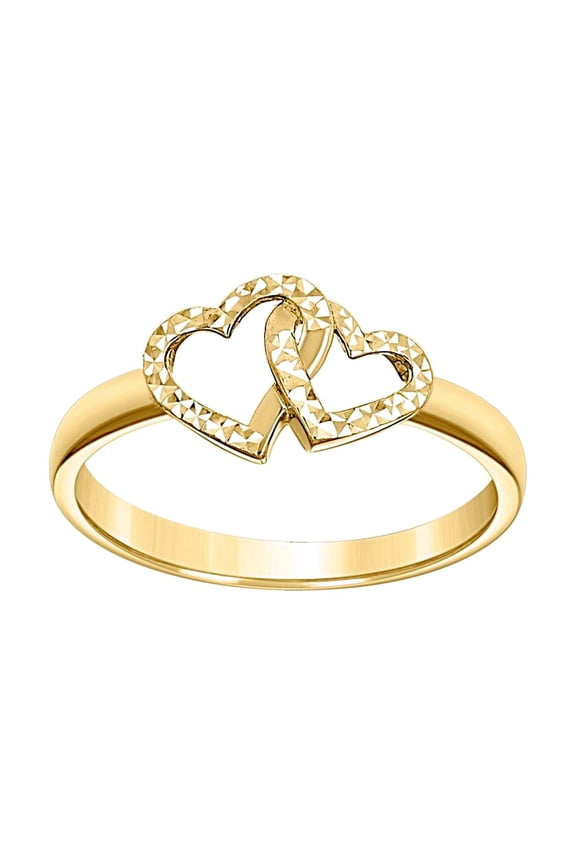 14k Yellow Gold Womens Interlock Love Hearts Ring 7.9x2mm Wide Statement Ring for Women - 1.4 Grams