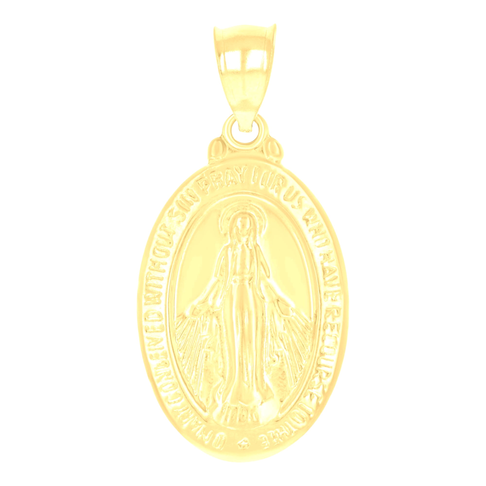 14k Yellow Gold Womens Oval Virgin Mary Miraculous Medal Religious ...