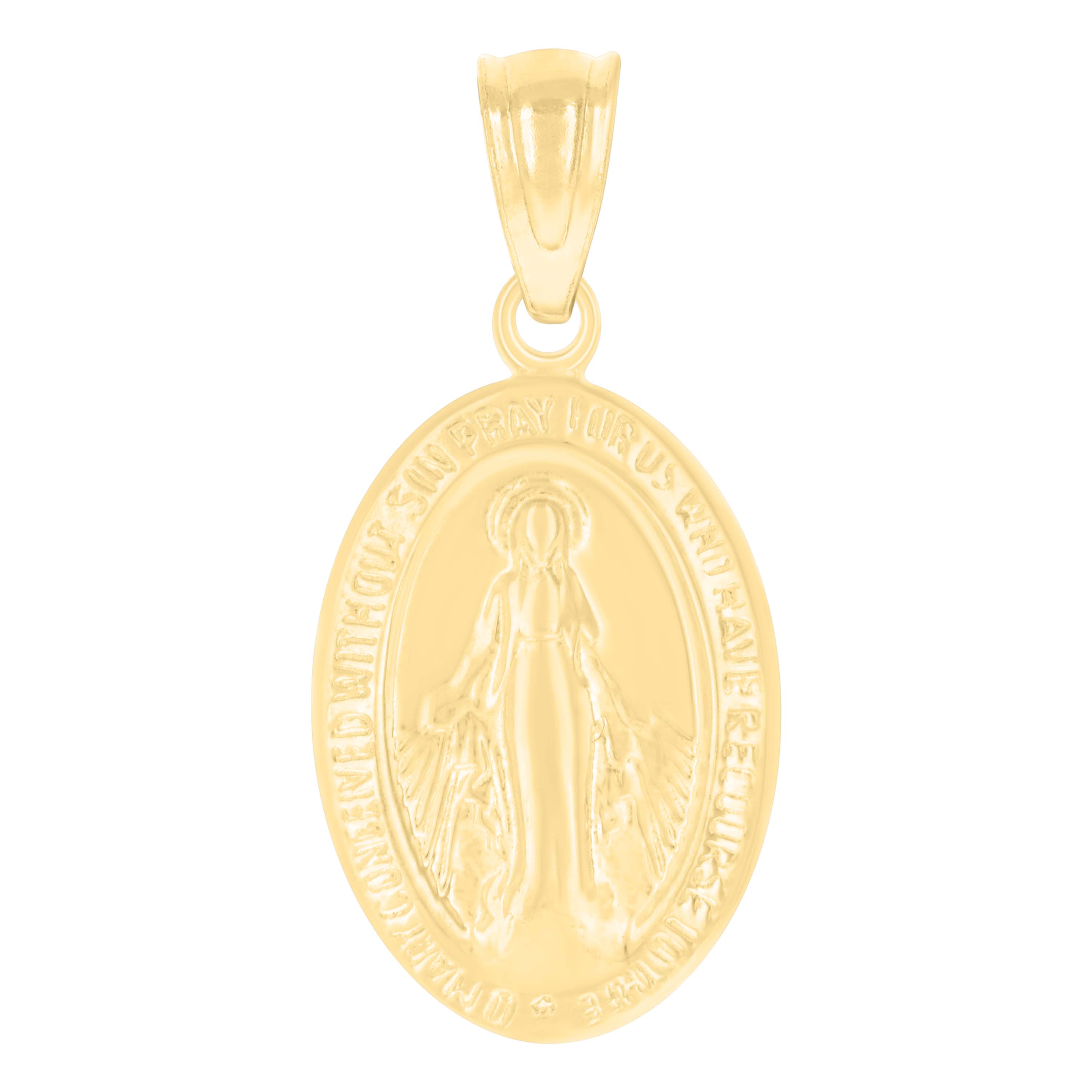 14k Yellow Gold Womens Oval Virgin Mary Miraculous Medal Religious ...
