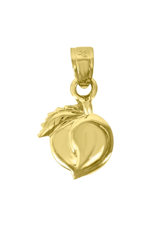 14k Yellow Gold Womens Peach Food Fashion Pendant Charm