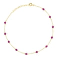 thumbnail image 1 of 14k Yellow Gold Womens Pink Cubic Zirconia Chain Anklet Size 10 Inches, 1 of 2