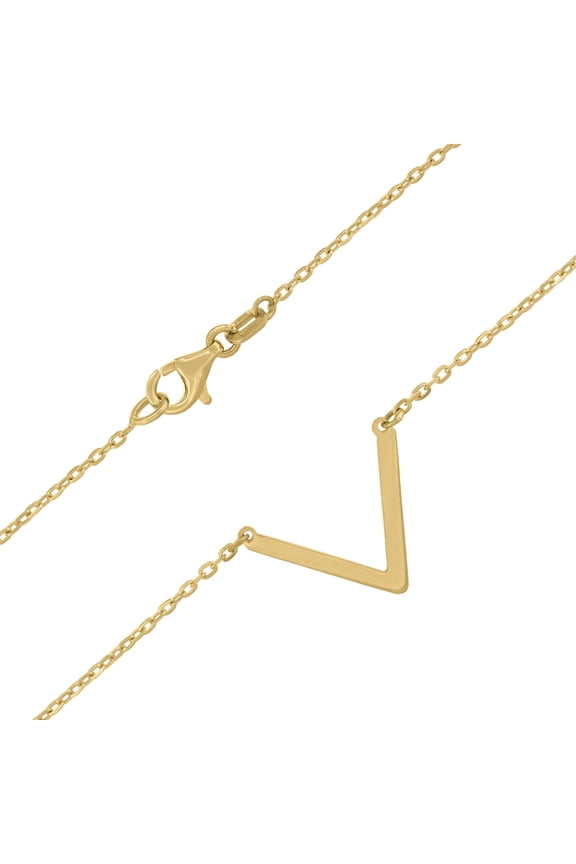 14k Yellow Gold Womens Polished Finish V Shape Bar Necklace Size 18 Inches