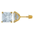thumbnail image 1 of 14k Yellow Gold Womens Princess-cut Cubic Zirconia 7mm Square Stud Earrings Stud Earring for Women, 1 of 2