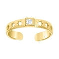 thumbnail image 1 of 14k Yellow Gold Womens Princess-cut Cubic Zirconia Multi Stars Square Head toe ring 2.8x2.6mm Wide toe ring for Women, 1 of 2