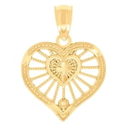 14k Yellow Gold Womens Religious Faith Cross Love Heart Charm Pendant Necklace 18.4x13.3mm Wide Pendant for Women