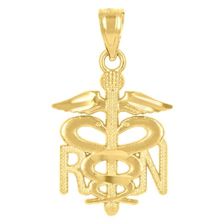 14k Yellow Gold Womens Rn Nurse Ht:23mm Pendant Charm for Women