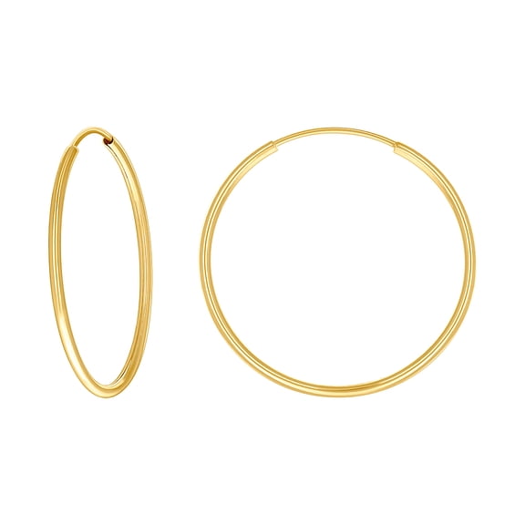 14k Yellow Gold Womens Round Tube Endless Hoop Earrings 25.2x24.8mm Wide Hoop Earring for Women