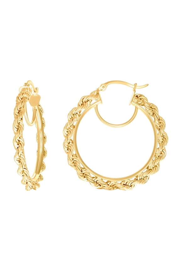 14k Yellow Gold Womens Twisted Rope Hoop Earrings 31x3mm Wide Hoop Earring for Women - 3.0 Grams