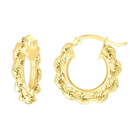 14k Yellow Gold Womens Twisted Rope Hoop Earrings 3mm-19 Jewelry Gift for Women