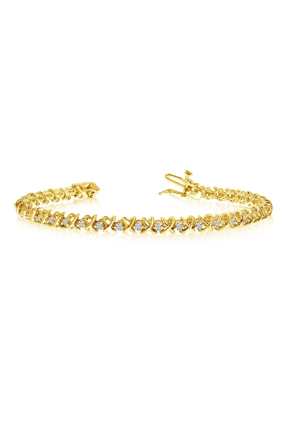 14k Yellow Gold XO Diamond Tennis Bracelet