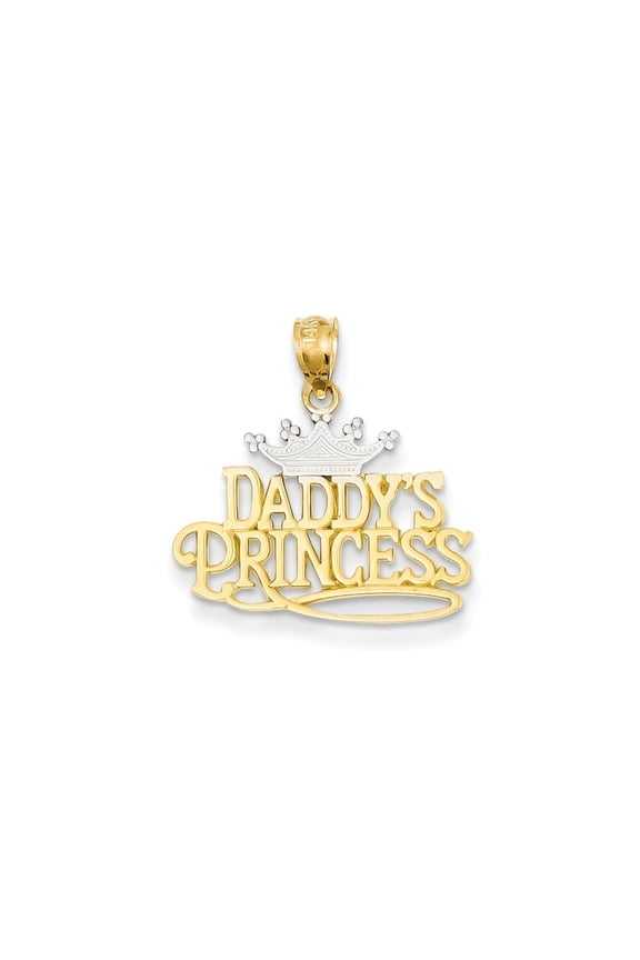 14k Yellow Gold and Rhodium Daddys Princess Pendant - 1.0 Grams - Measures 21.7x20.6mm