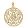 thumbnail image 1 of 14k Yellow Gold and Rhodium Diamond-cut Circle Pendant Charm, 1 of 4