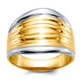 thumbnail image 1 of 14k Yellow Gold Polished and Rhodium Fancy Dome Ring Size 7 Ring for Women - 7.2 Grams, 1 of 2