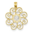 thumbnail image 1 of 14k Yellow Gold and Rhodium Swirl Flower Pendant Charm, 1 of 2