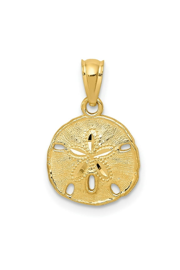 14k Yellow Gold and Textured Sand Dollar Pendant Fine Jewelry For Women Gifts For Her