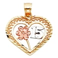 thumbnail image 1 of 14k Yellow Gold and White Gold 15 Years Love Heart Pendant Necklace 22x19mm Pendant for Women, 1 of 2