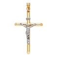 thumbnail image 1 of 14k Yellow Gold and White Gold Crucifix Pendant Necklace 37x56mm Pendant for Women - 3.2 Grams, 1 of 2