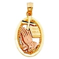 thumbnail image 1 of 14k Yellow Gold and White Gold Praying Hands Pendant Necklace 14x19mm Pendant for Women - 1.5 Grams, 1 of 2