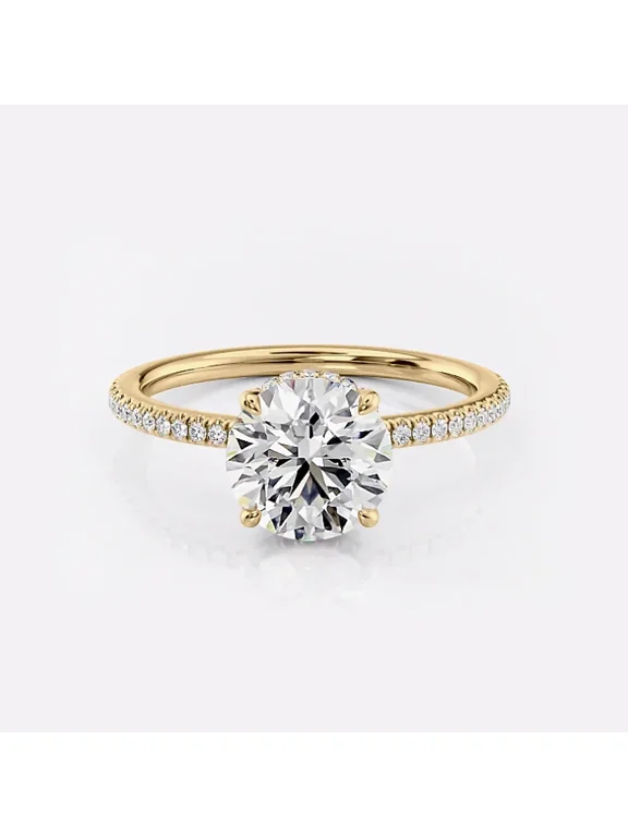 14k Yellow Gold plated Wedding Ring Round Cut 1.90 Ct simulated Diamond